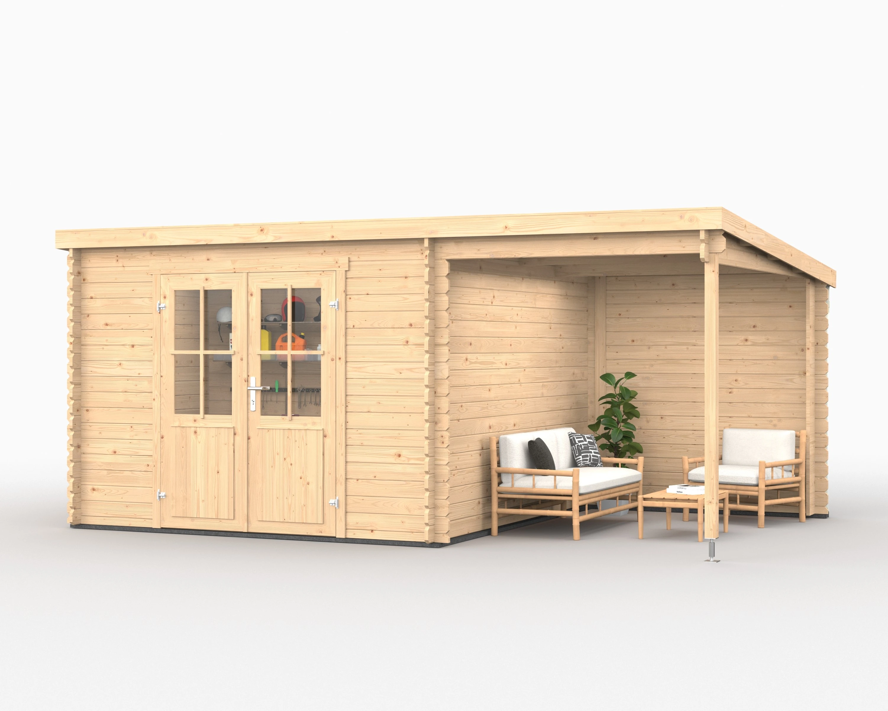 Blokhut Lessenaarsdak Bjorn 501 x 319 cm - Afbeelding 2